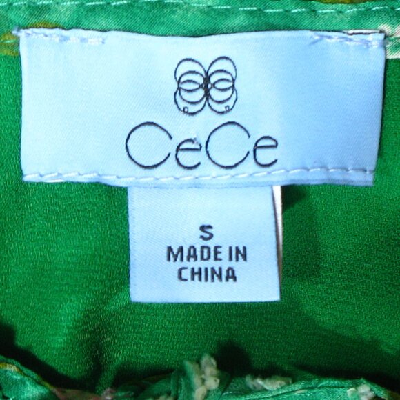 CeCe Green/Pink Floral Short Sleeve Blouse Size Small - Picture 6 of 6